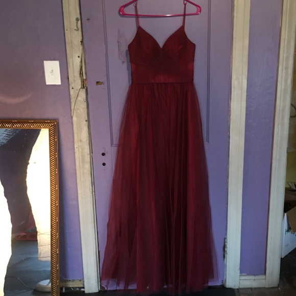 Terani Couture V-Neck Tulle Gown - Red NWT - Picture 3 of 5